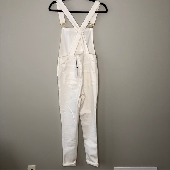 NWT WE WORE WHAT white hi rise skinny overalls XS - Picture 3 of 12